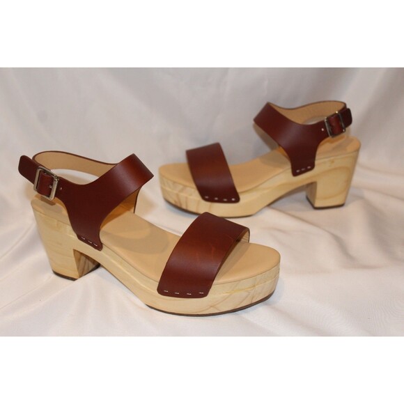 Nisolo Women's All Day Open Toe Wood Clog Sandal US 7 NIB $170 BRANDY - Picture 5 of 8